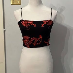 Stretchy dragon print tank